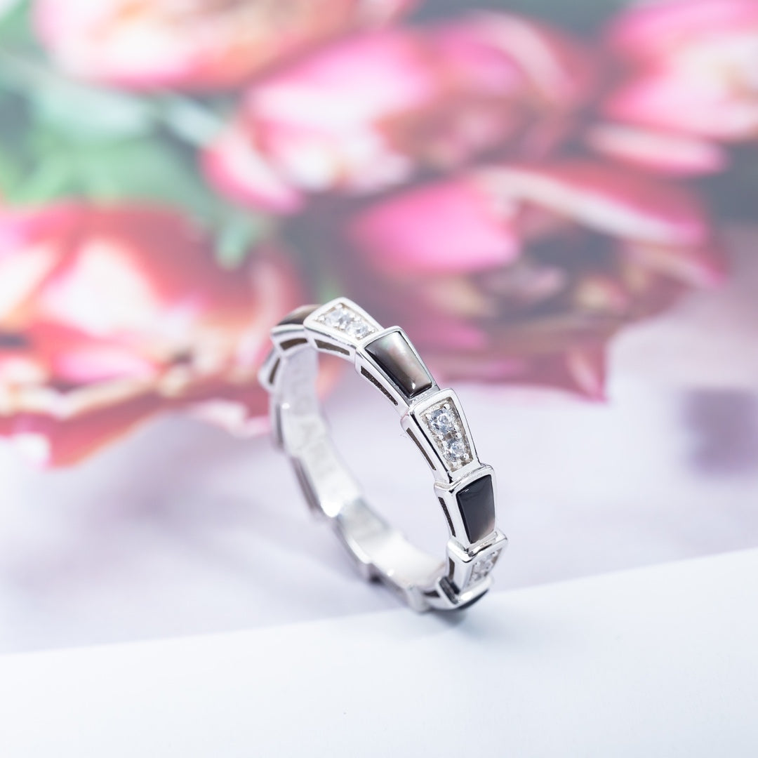 [Pearl Jewelrys]SERPENTI RING SILVER  DIAMOND BLACK MOP 3MM