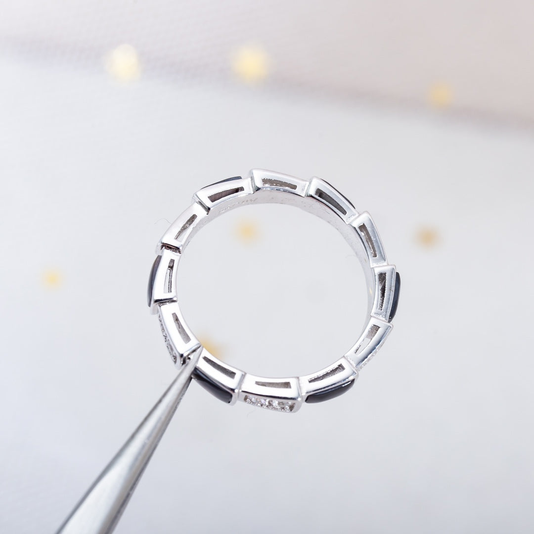 [Pearl Jewelrys]SERPENTI RING SILVER  DIAMOND BLACK MOP 3MM