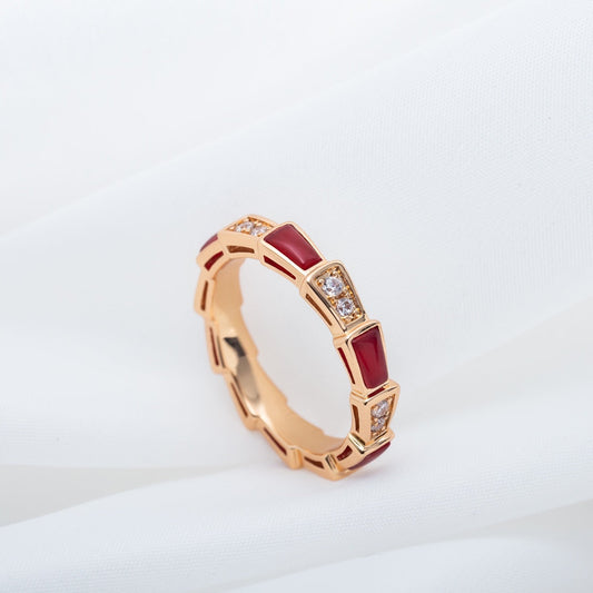 [Pearl Jewelrys]SERPENTI RING PINK GOLD CARNELIAN DIAMOND 3MM