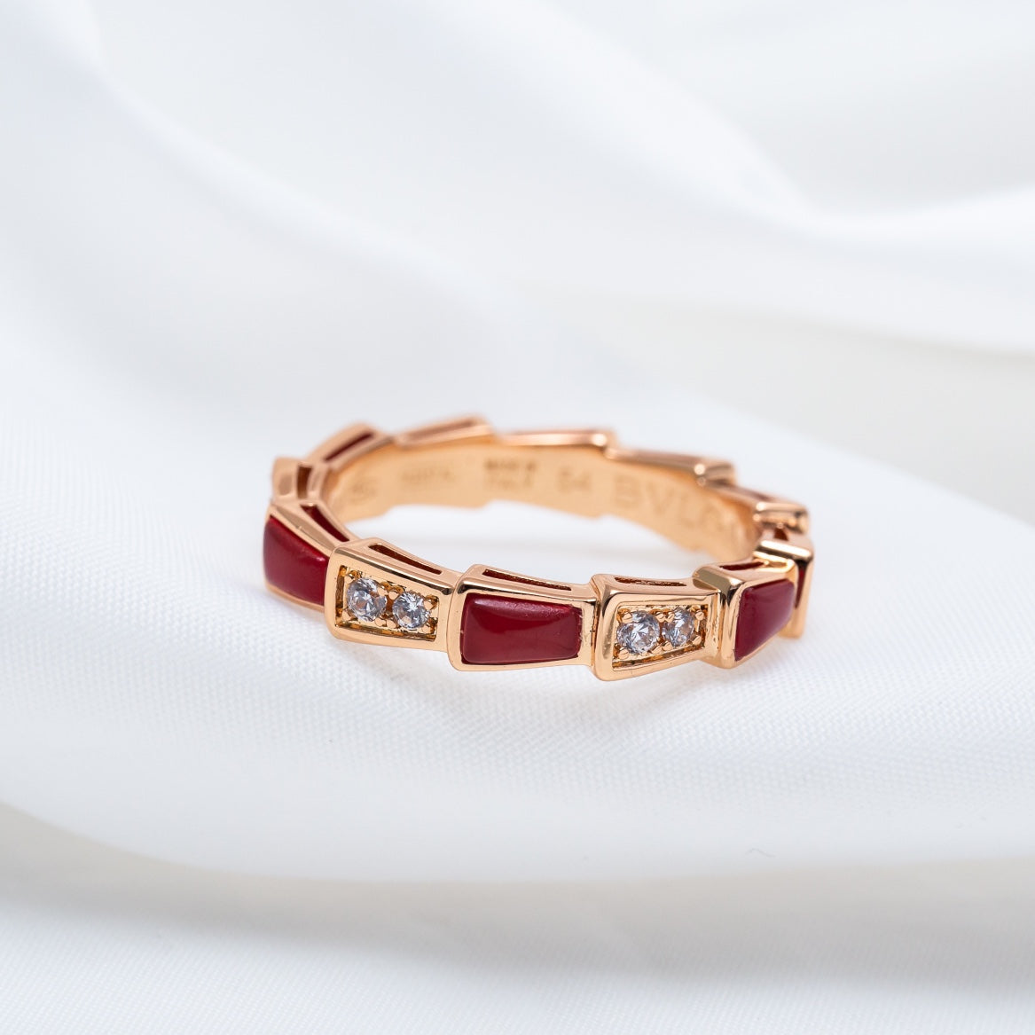 [Pearl Jewelrys]SERPENTI RING PINK GOLD CARNELIAN DIAMOND 3MM