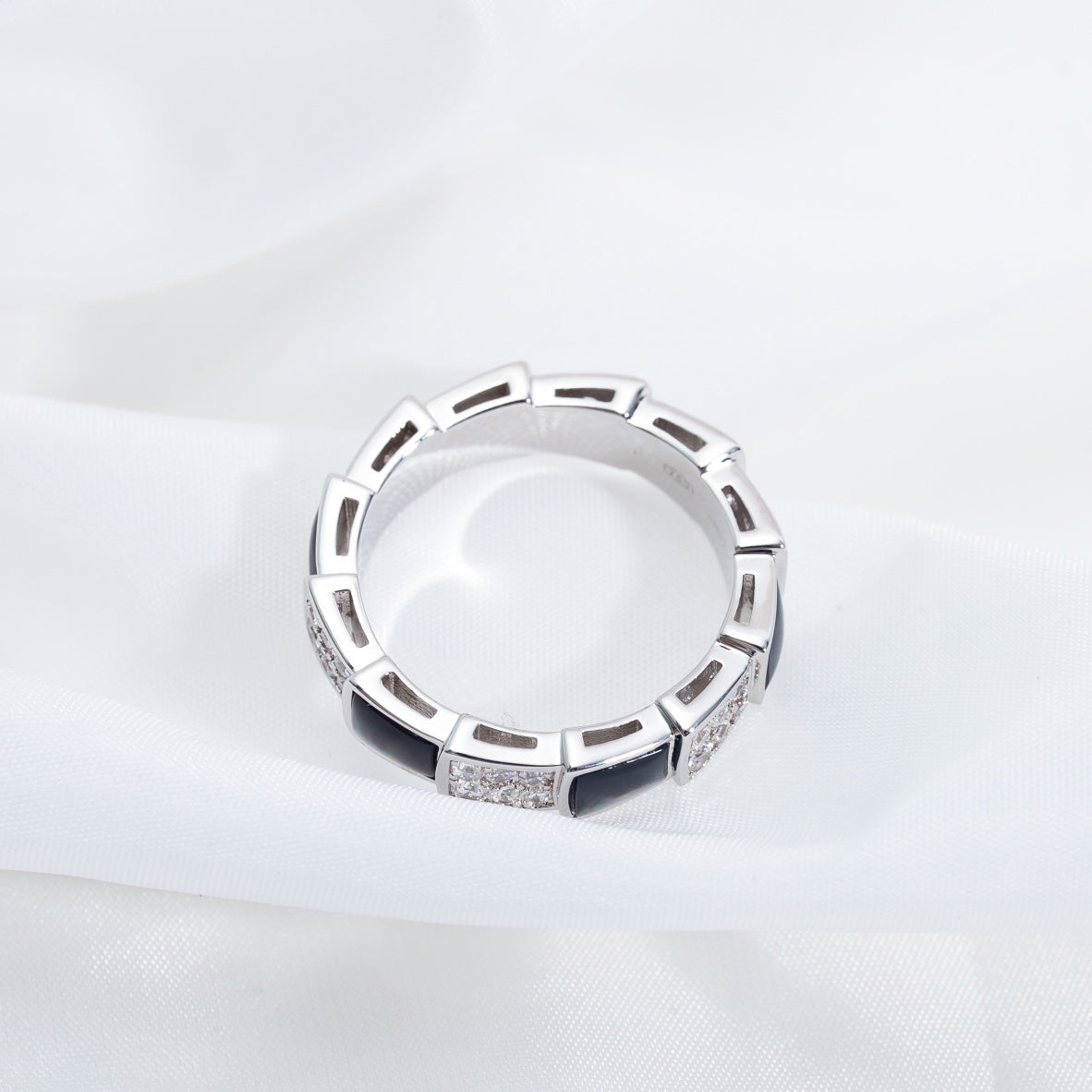 [Pearl Jewelrys]SERPENTI RING SILVER DIAMOND BLACK MOP 4MM