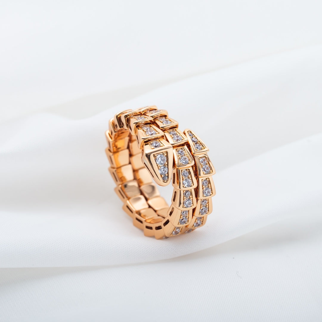 [Pearl Jewelrys]SERPENTI RING PINK GOLD DIAMOND DOUBLE ROW