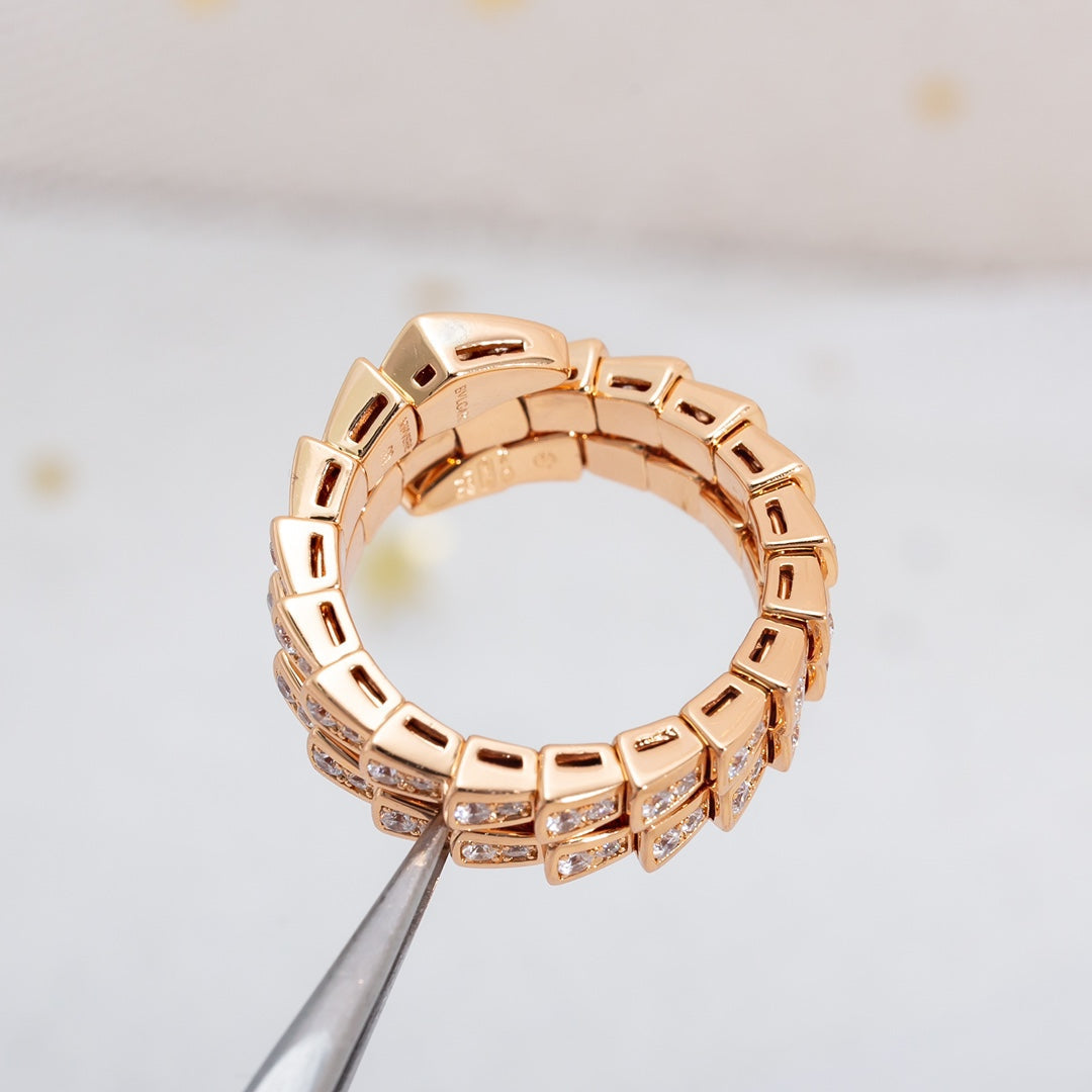 [Pearl Jewelrys]SERPENTI RING PINK GOLD DIAMOND DOUBLE ROW