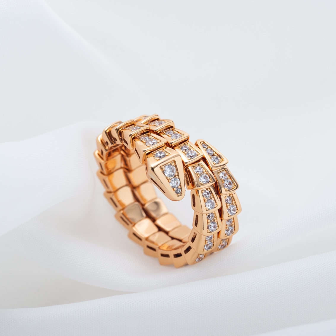 [Pearl Jewelrys]SERPENTI RING PINK GOLD DIAMOND DOUBLE ROW