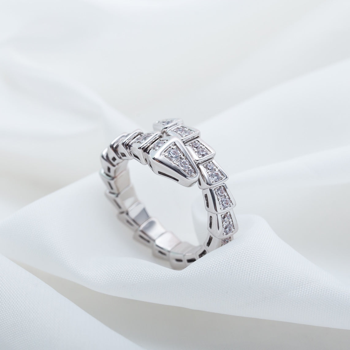 [Pearl Jewelrys]SERPENTI RING SILVER DIAMOND PAVED 4MM