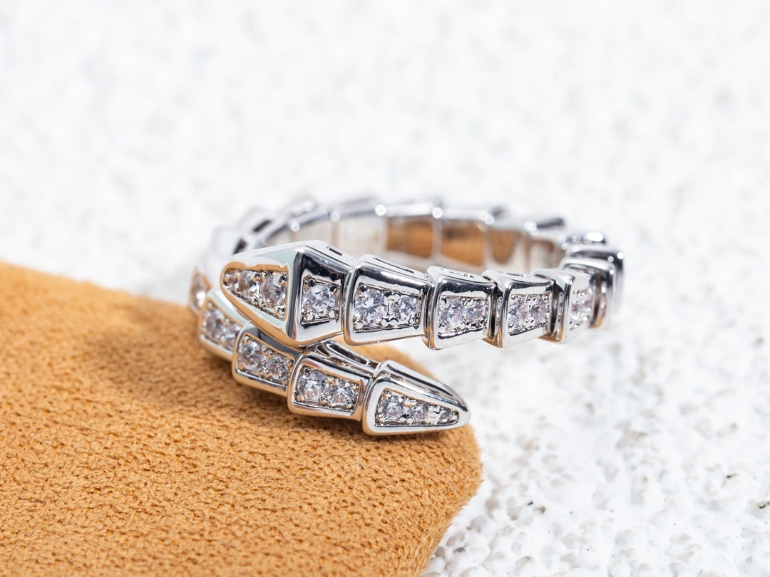 [Pearl Jewelrys]SERPENTI RING SILVER DIAMOND PAVED 4MM