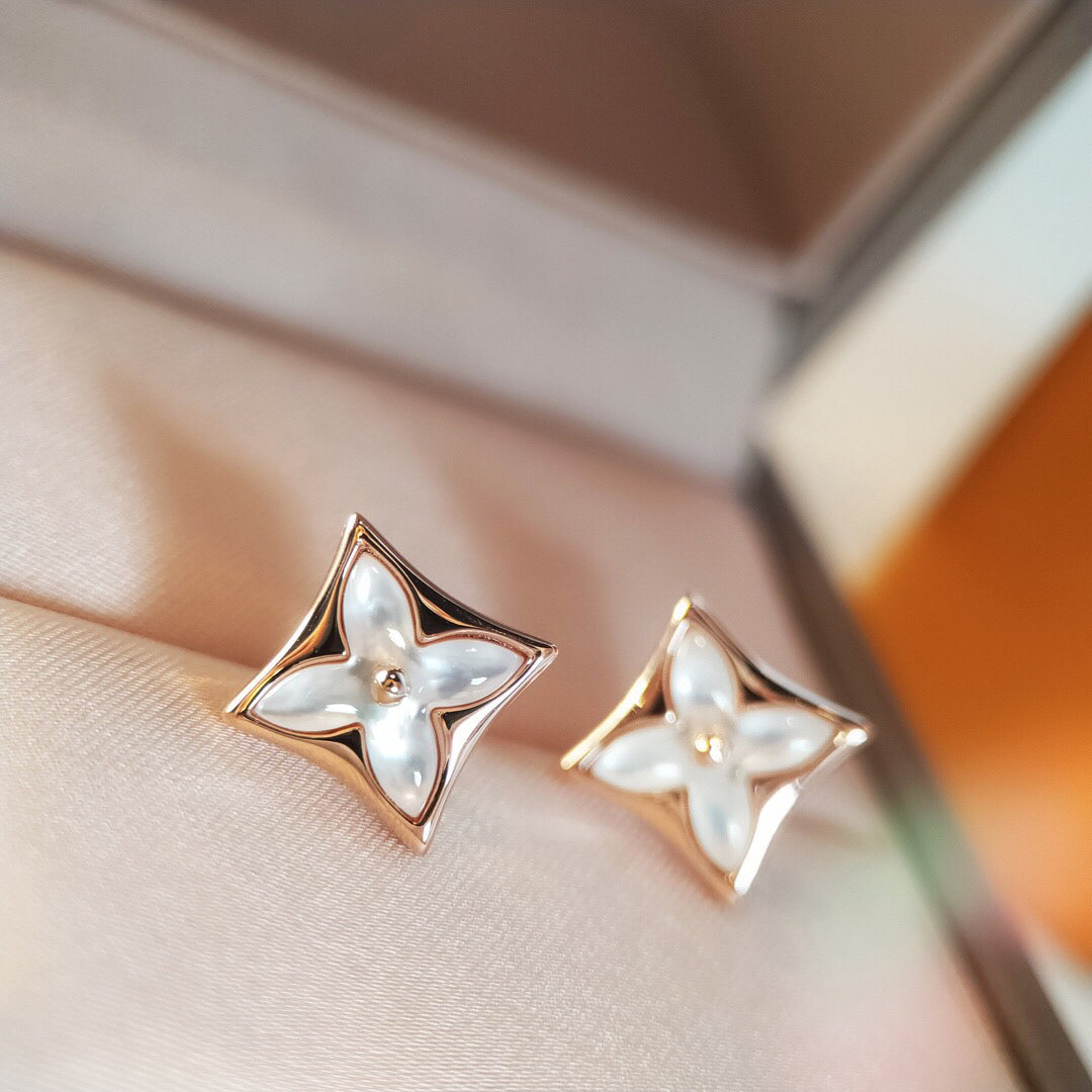 [Pearl Jewelrys]STAR MOP PINK GOLD EARRINGS