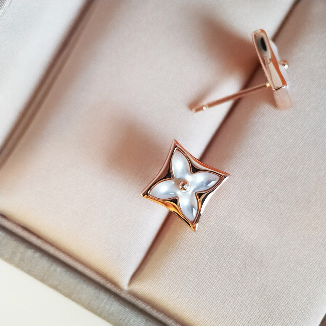 [Pearl Jewelrys]STAR MOP PINK GOLD EARRINGS