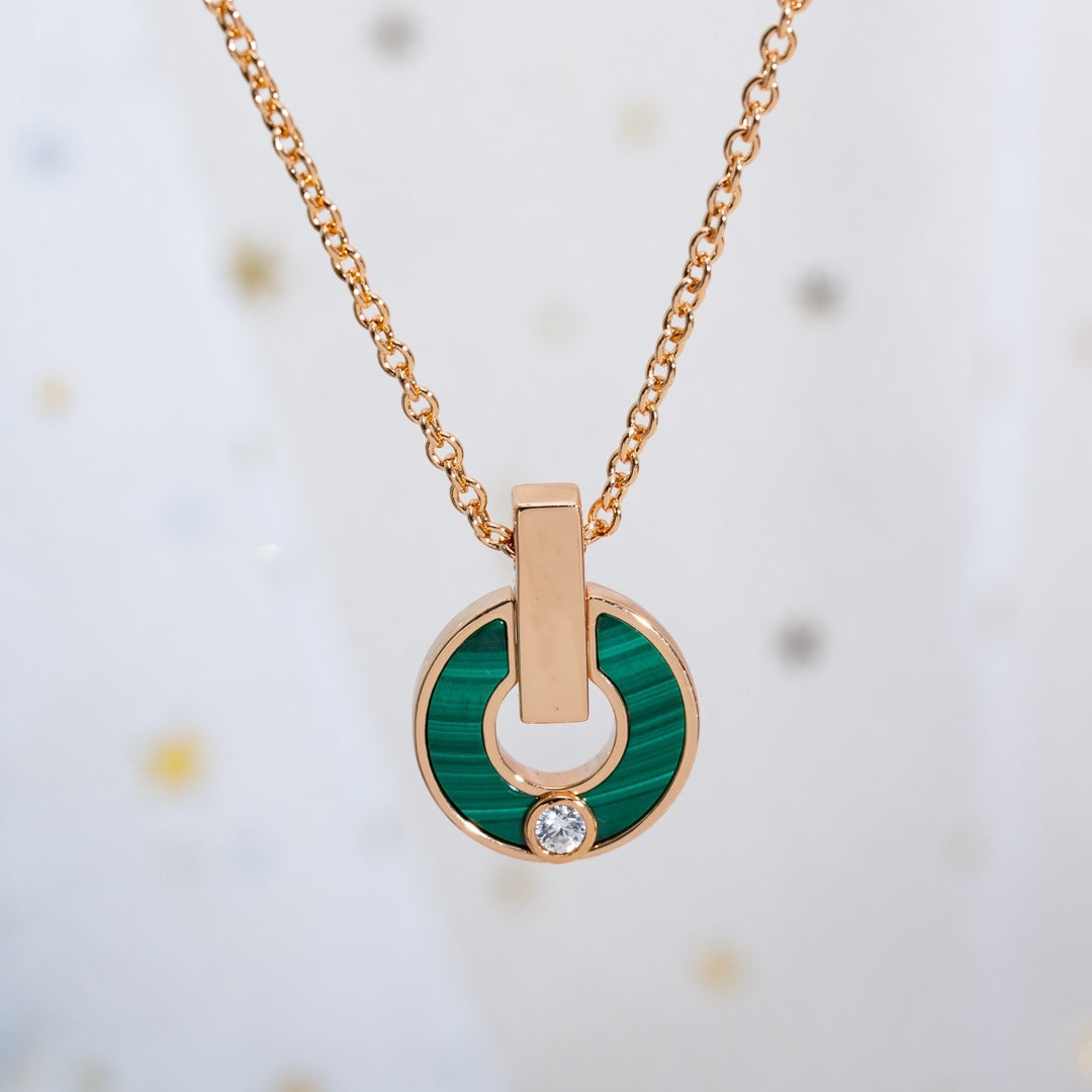 [Pearl Jewelrys]GARI NECKLACE PINK GOLD MALACHITE