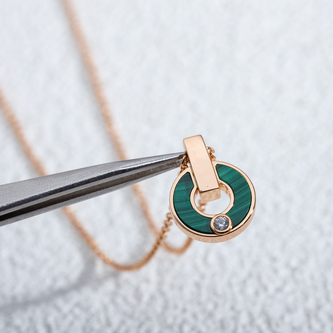 [Pearl Jewelrys]GARI NECKLACE PINK GOLD MALACHITE