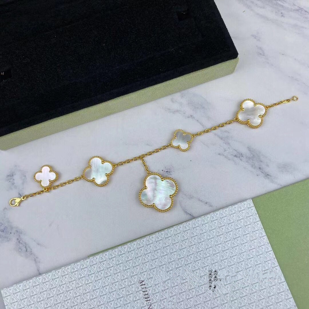 [Pearl Jewelrys]MAGIC CLOVER MOP GOLD BRACELET 5 MOTIFS