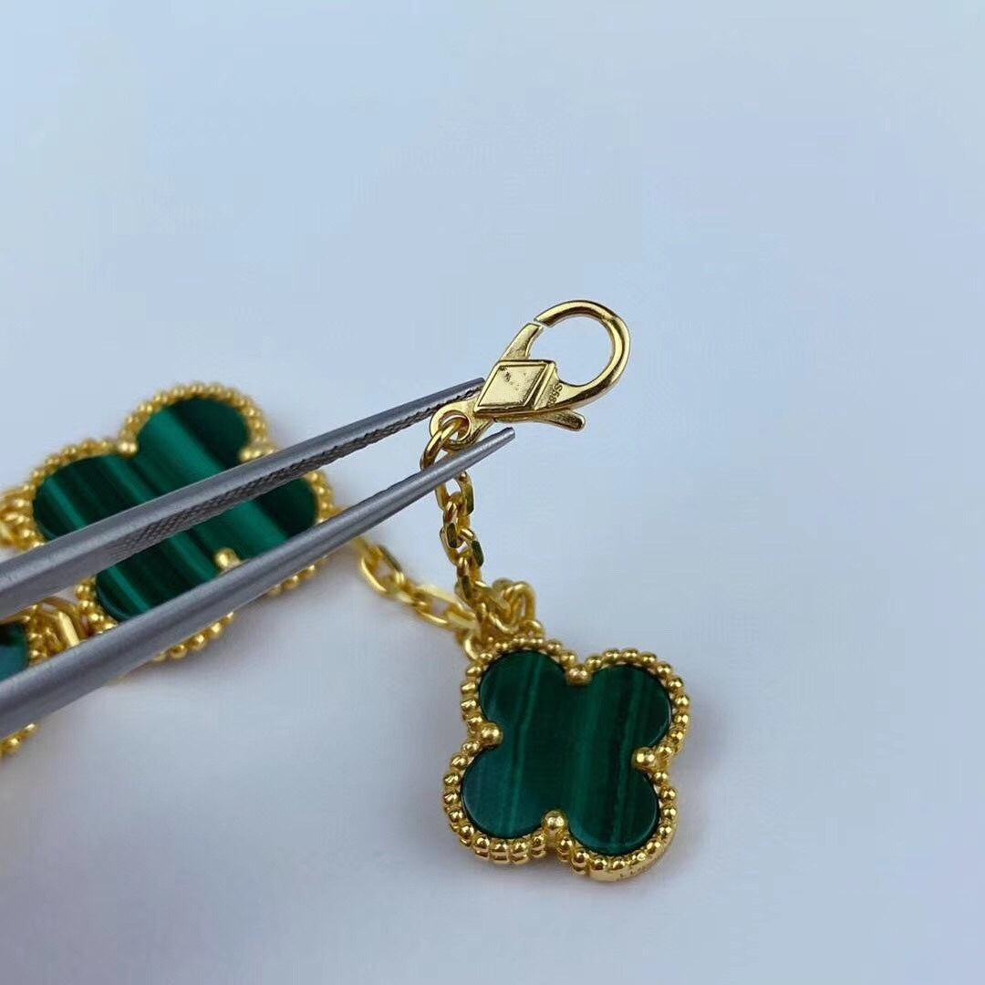 [Pearl Jewelrys]MAGIC CLOVER MALACHITE GOLD BRACELET 5 MOTIFS
