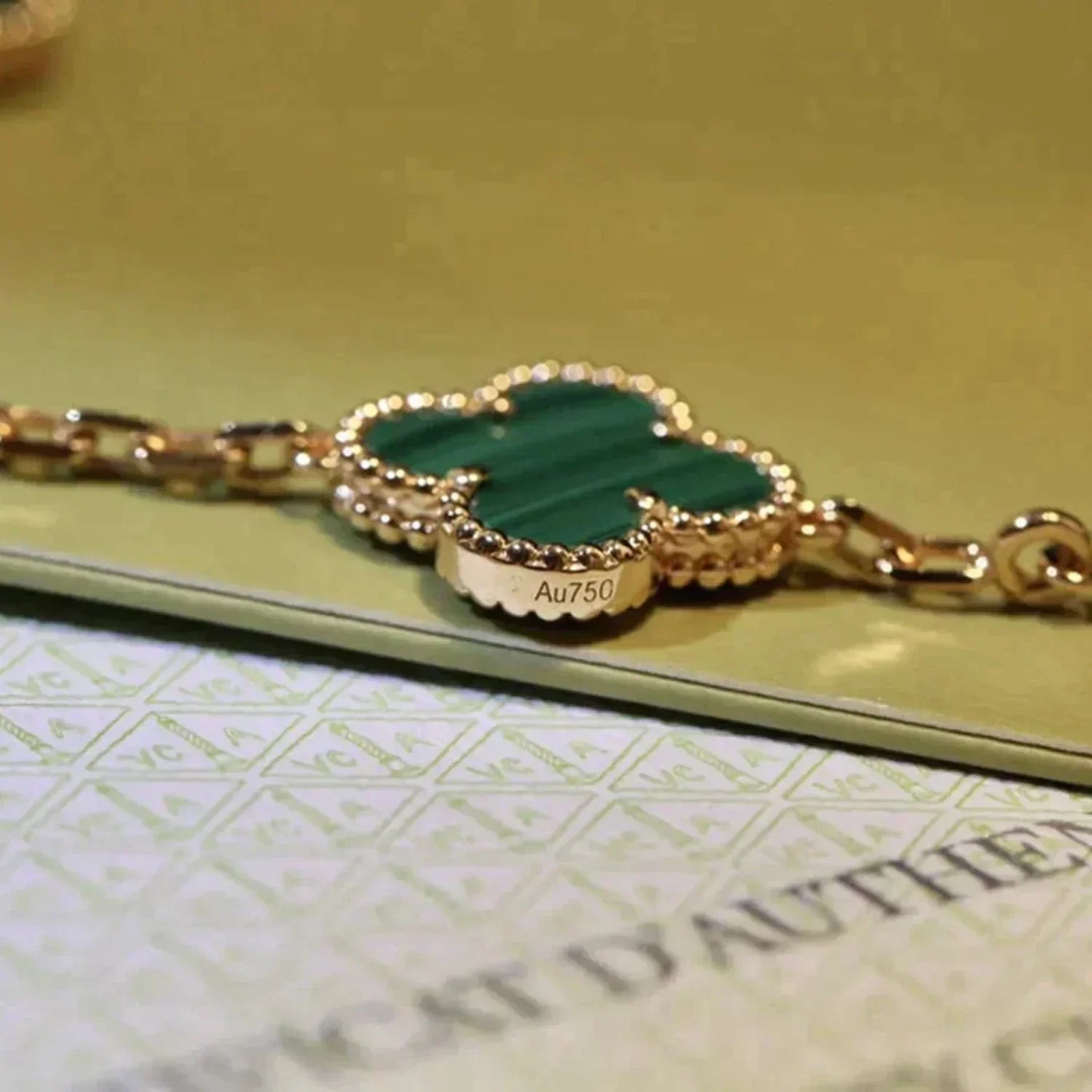 [Pearl Jewelrys]CLOVER 5 MOTIFS MALACHITE BRACELET