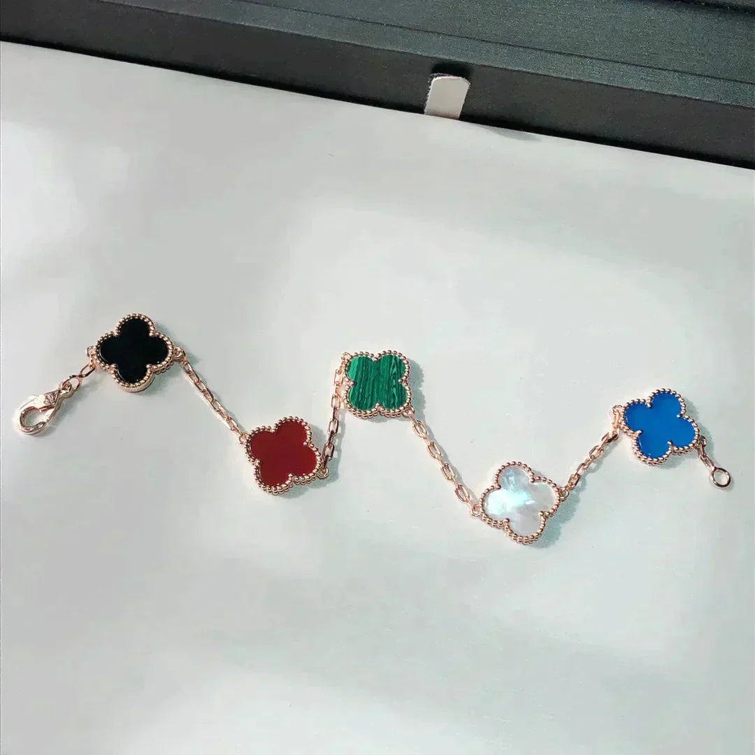 [Pearl Jewelrys]CLOVER 5 MOTIFS MULTICOLOR  BRACELET