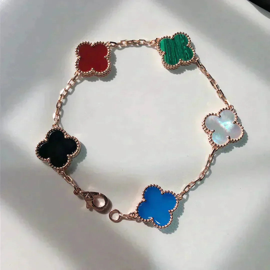 [Pearl Jewelrys]CLOVER 5 MOTIFS MULTICOLOR  BRACELET