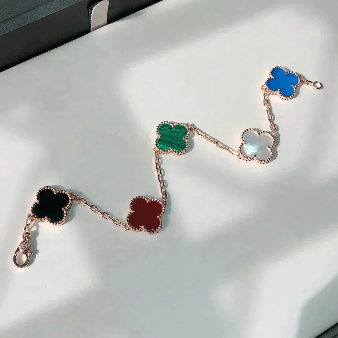 [Pearl Jewelrys]CLOVER 5 MOTIFS MULTICOLOR  BRACELET