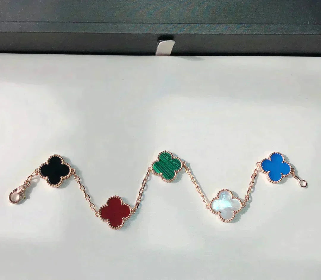 [Pearl Jewelrys]CLOVER 5 MOTIFS MULTICOLOR  BRACELET