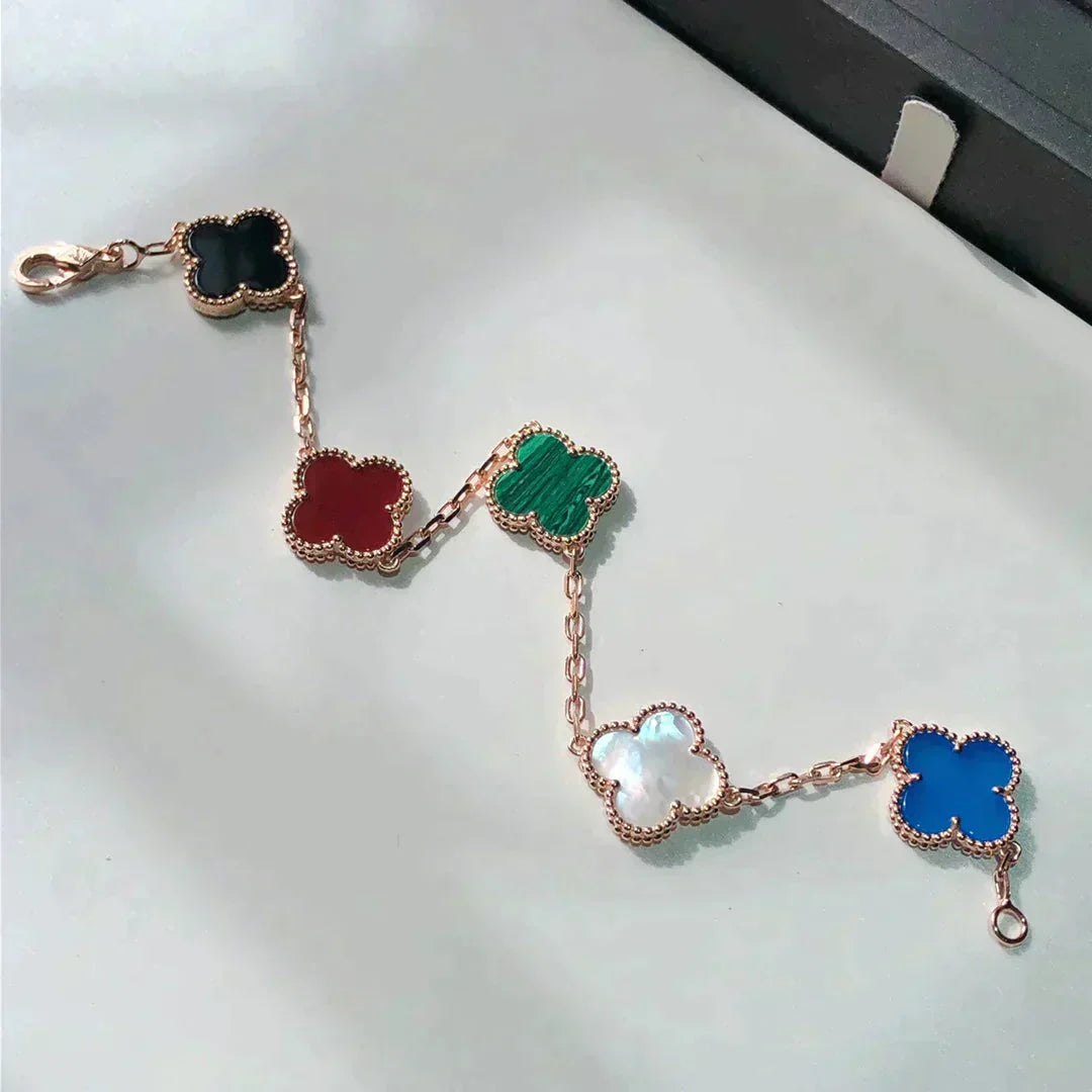 [Pearl Jewelrys]CLOVER 5 MOTIFS MULTICOLOR  BRACELET