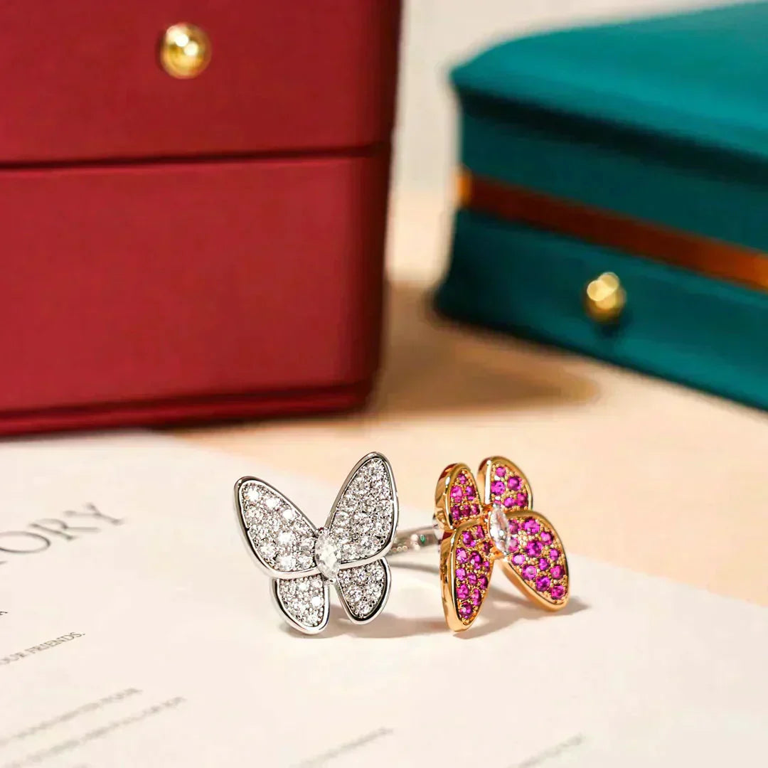 [Pearl Jewelrys]TWIN BUTTERFLY DIAMOND RING