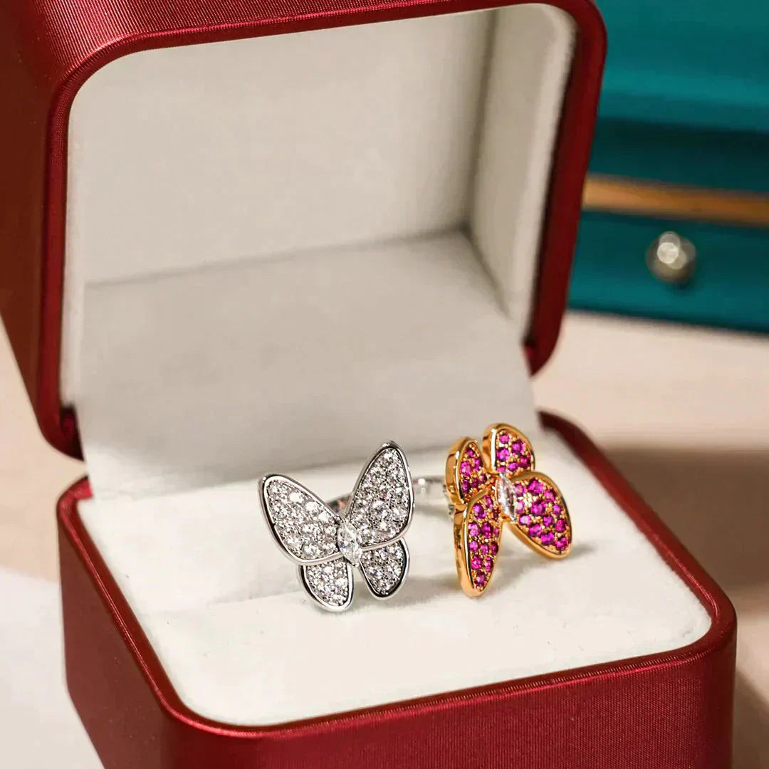 [Pearl Jewelrys]TWIN BUTTERFLY DIAMOND RING
