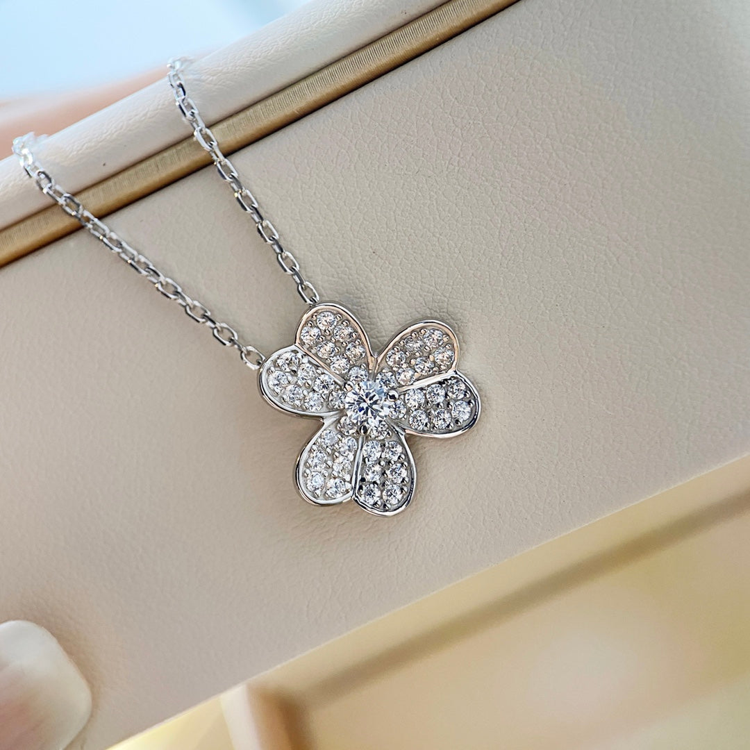[Pearl Jewelrys]CLOVER DIAMOND NECKLACE SILVER