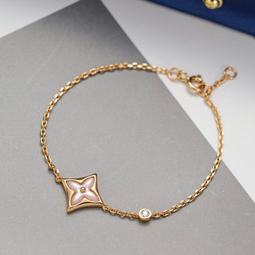[Pearl Jewelrys]STAR 1 DIAMOND PINK GOLD BRACELET