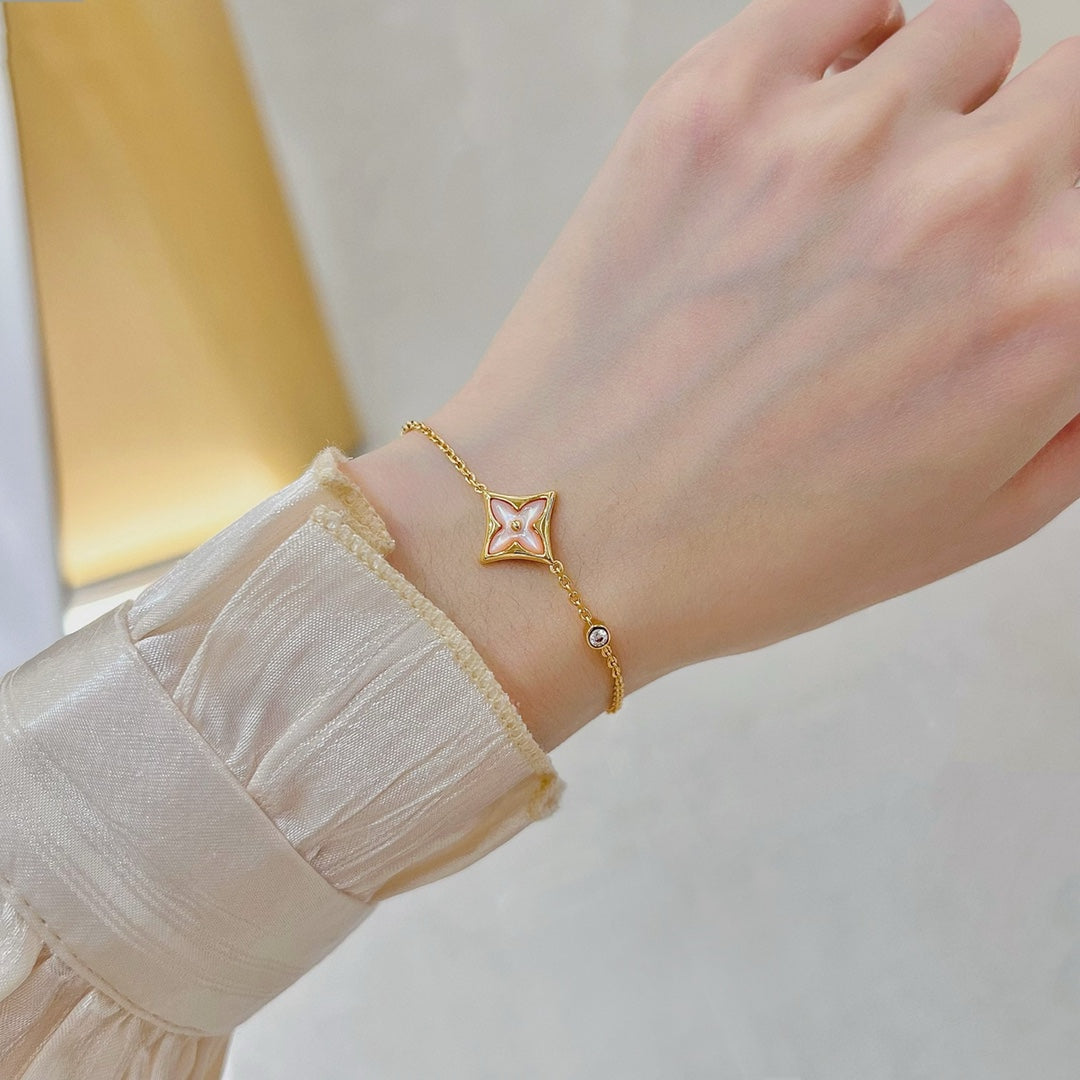 [Pearl Jewelrys]STAR 1 DIAMOND PINK GOLD BRACELET