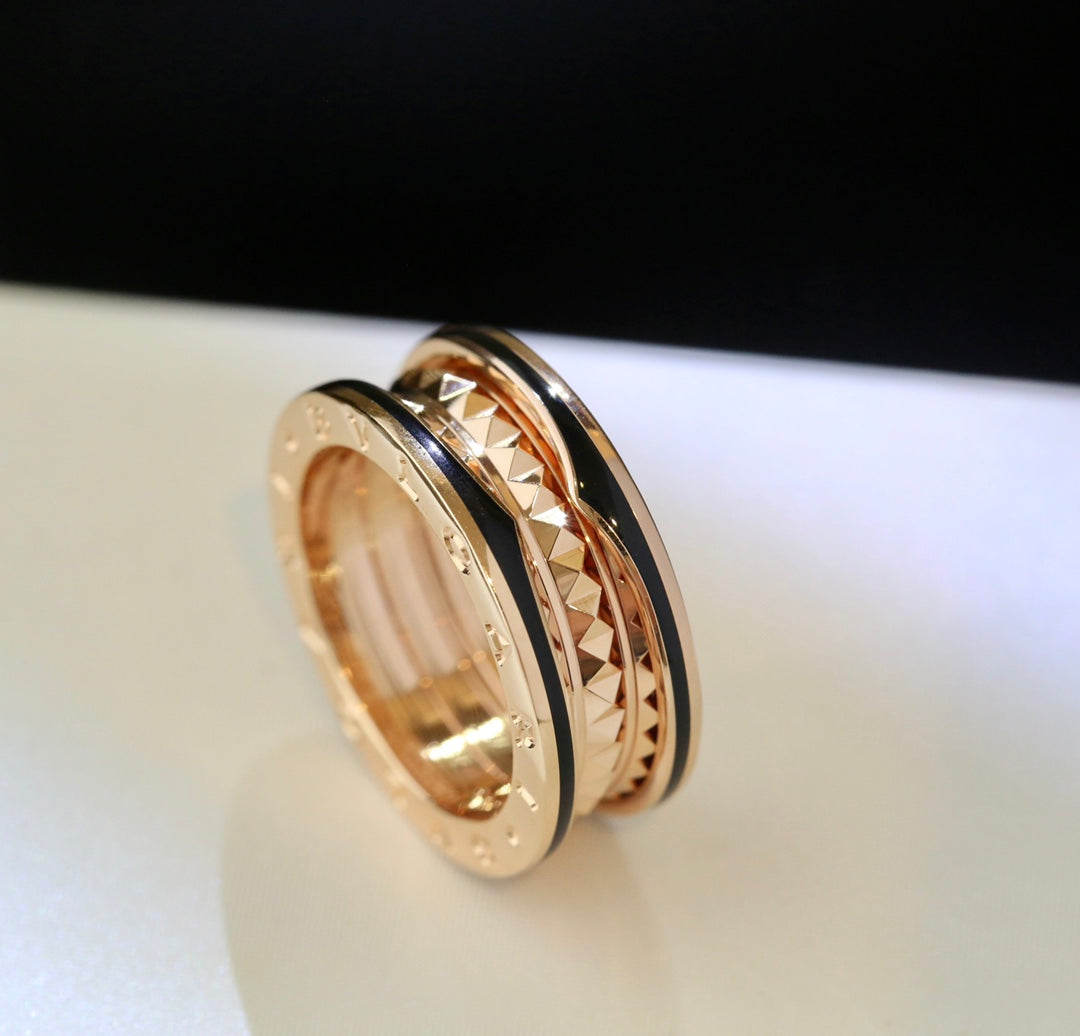 [Pearl Jewelrys]ZERO 1 PINK GOLD BLACK CERAMIC RING