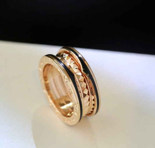 [Pearl Jewelrys]ZERO 1 PINK GOLD BLACK CERAMIC RING