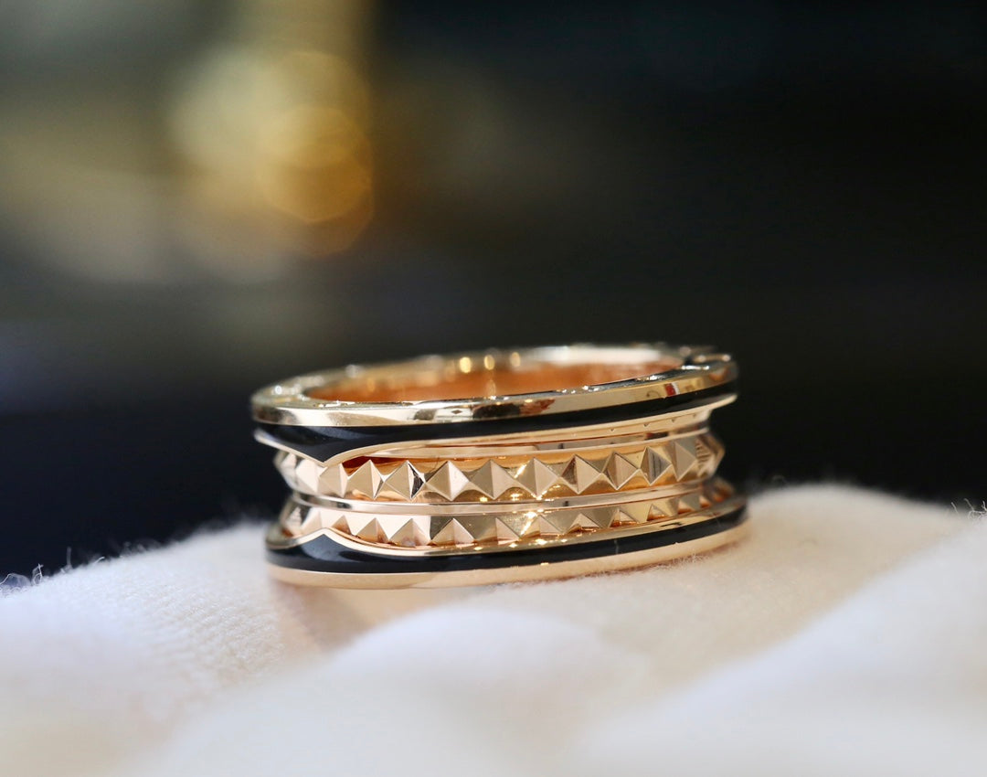 [Pearl Jewelrys]ZERO 1 PINK GOLD BLACK CERAMIC RING