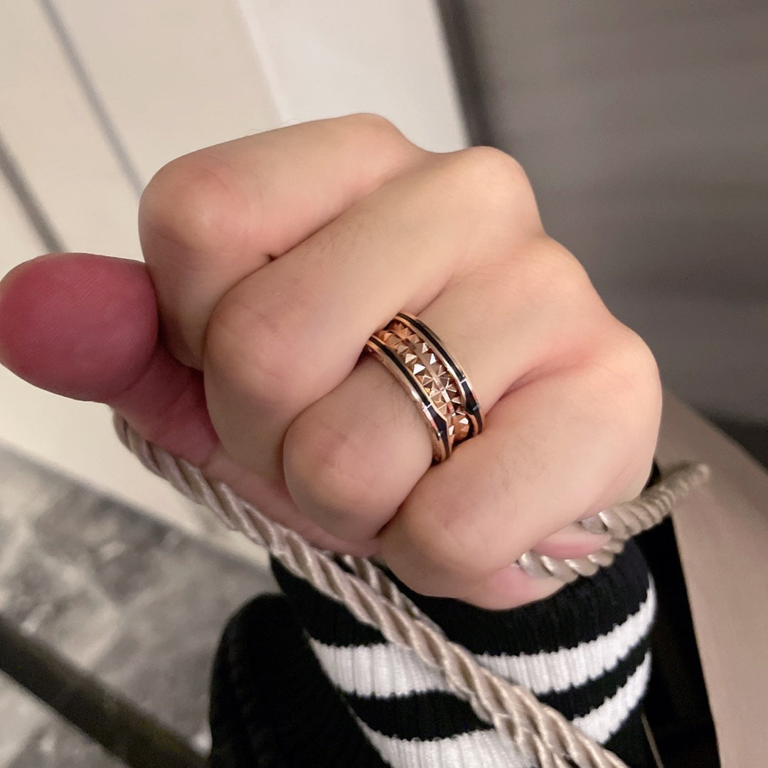 [Pearl Jewelrys]ZERO 1 PINK GOLD BLACK CERAMIC RING