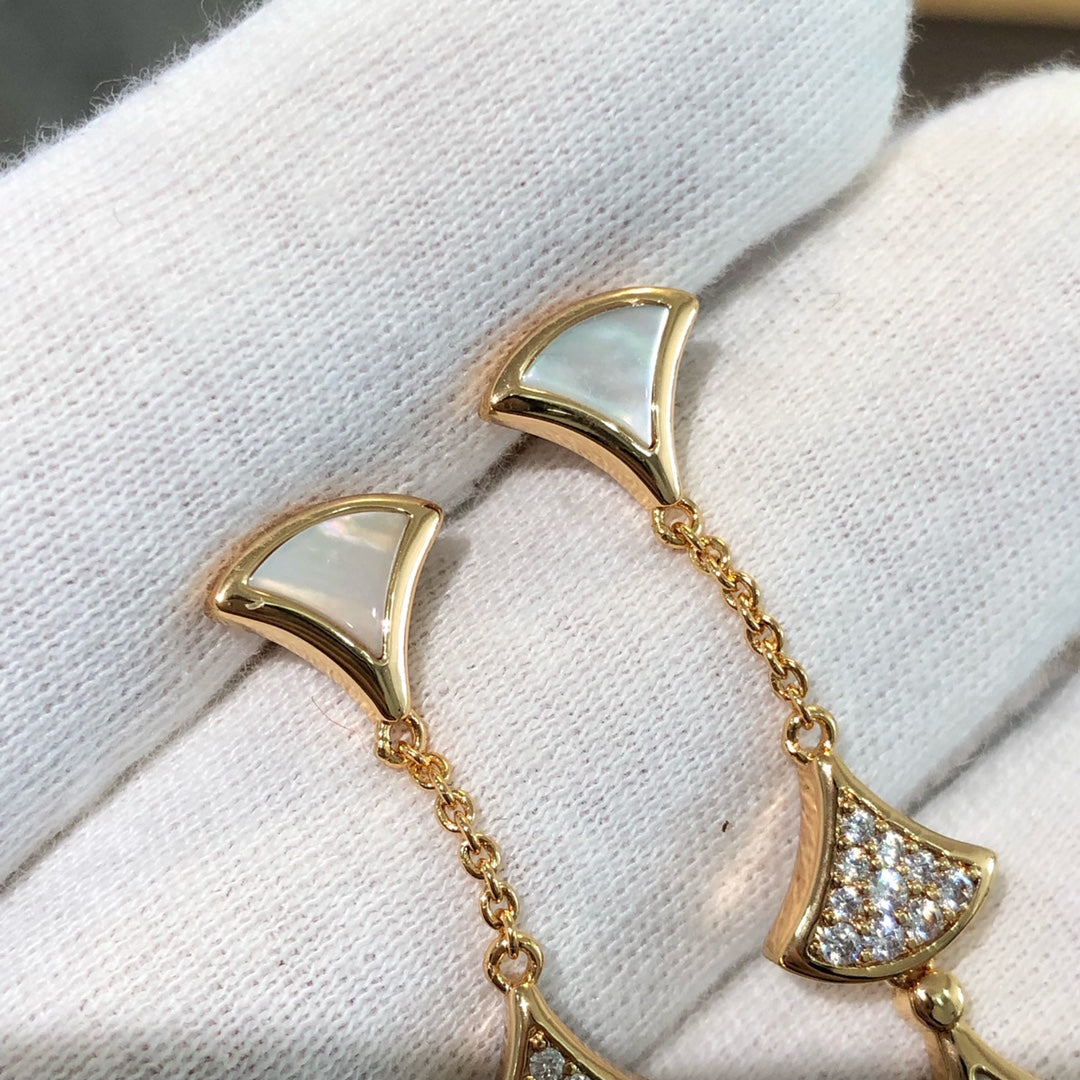 [Pearl Jewelrys]DREAM EARRINGS 3 MOTIFS DIAMOND MOP PINK GOLD