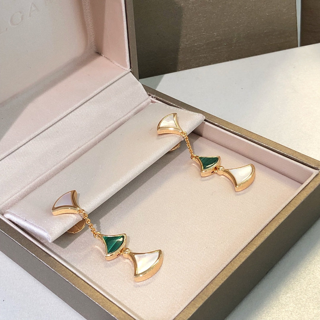 [Pearl Jewelrys]DREAM EARRINGS 3 MOTIFS MALACHITE MOP PINK GOLD