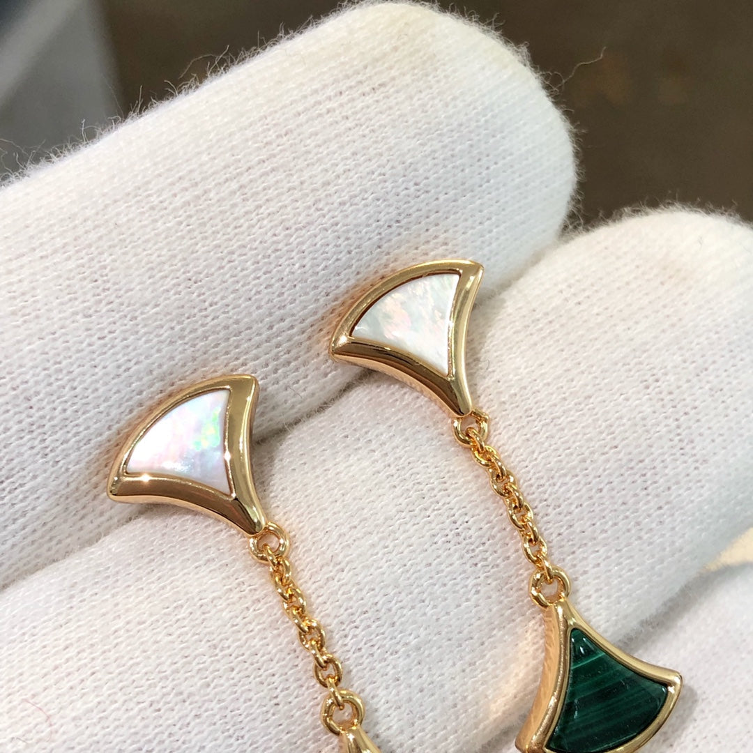 [Pearl Jewelrys]DREAM EARRINGS 3 MOTIFS MALACHITE MOP PINK GOLD