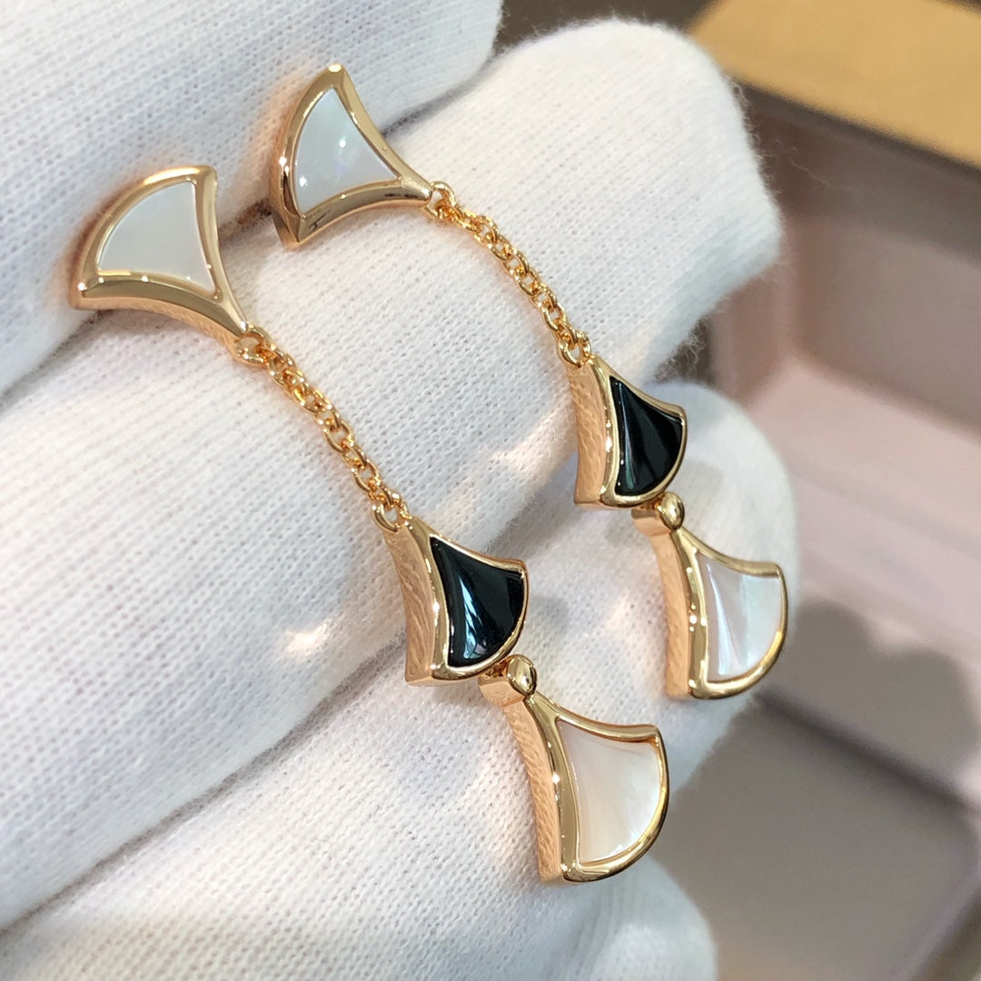 [Pearl Jewelrys]DREAM EARRINGS 3 MOTIFS ONYX MOP PINK GOLD