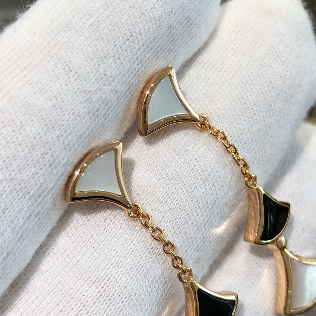 [Pearl Jewelrys]DREAM EARRINGS 3 MOTIFS ONYX MOP PINK GOLD