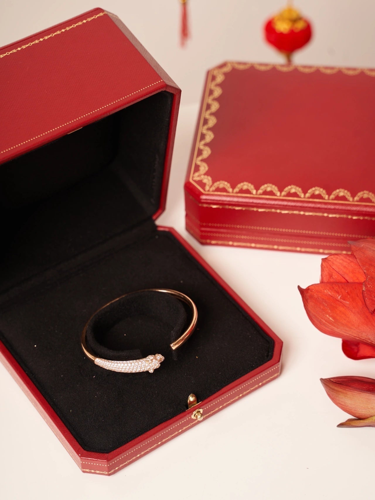 [Pearl Jewelrys]PANTHERE ROSE GOLD DIAMOND OPEN BRACELET