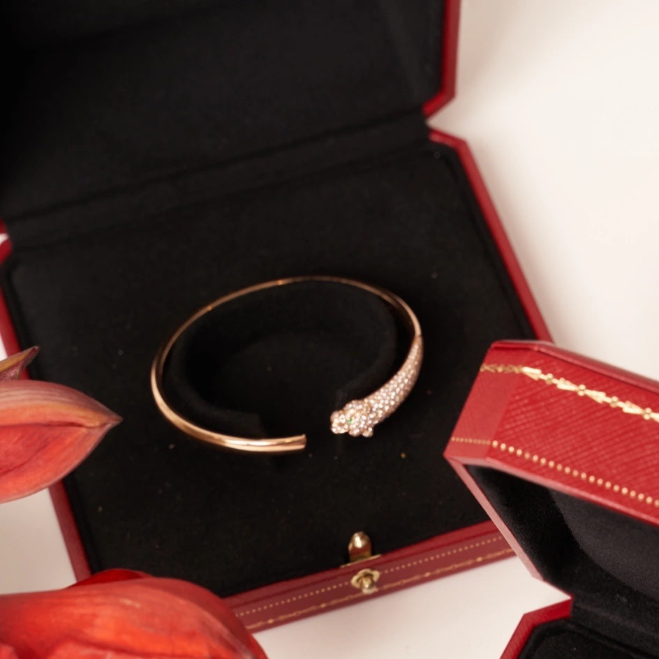[Pearl Jewelrys]PANTHERE ROSE GOLD DIAMOND OPEN BRACELET