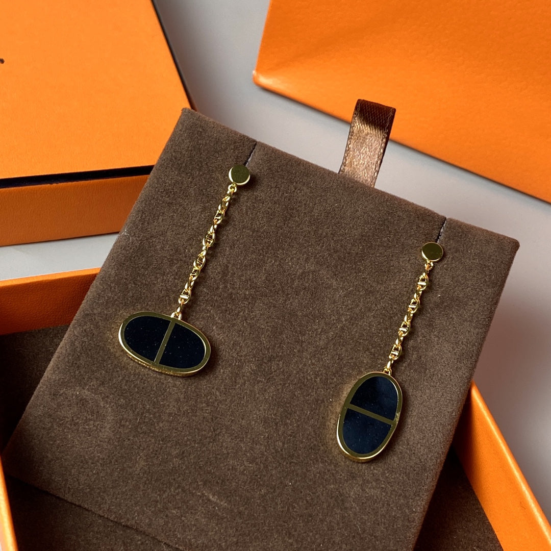 [Pearl Jewelrys]CHAINE VERSO BLACK CERAMIC EARRINGS