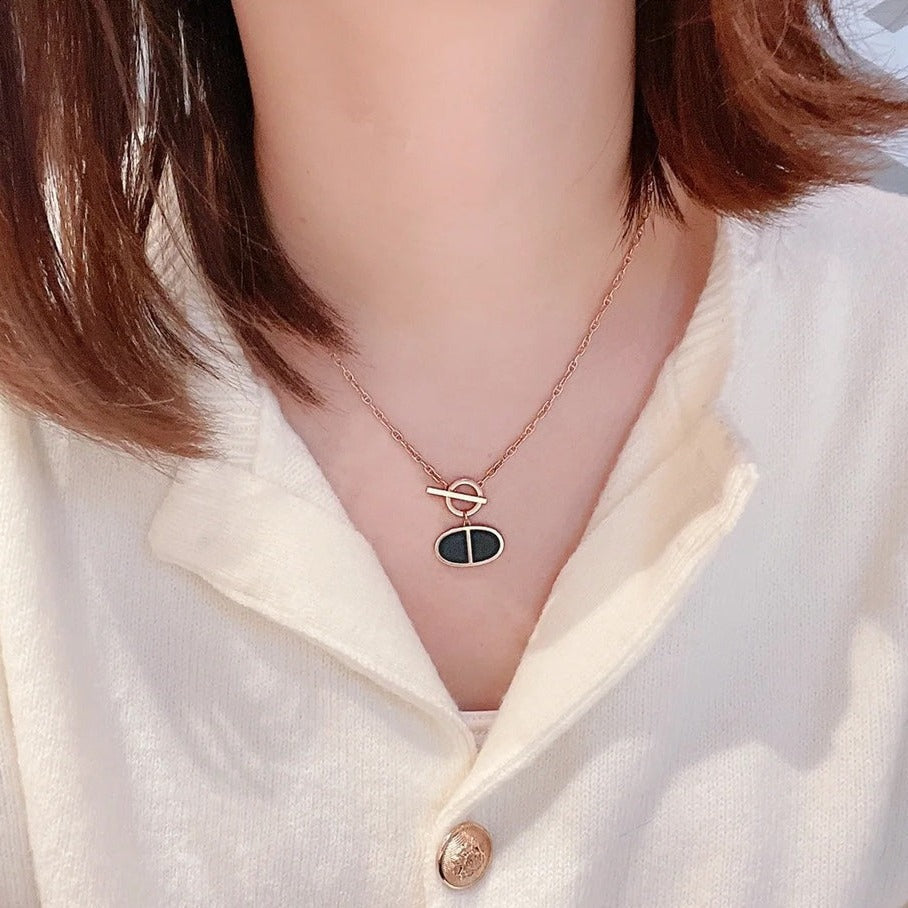 [Pearl Jewelrys]CHAINE VERSO BLACK CERAMIC NECKLACE