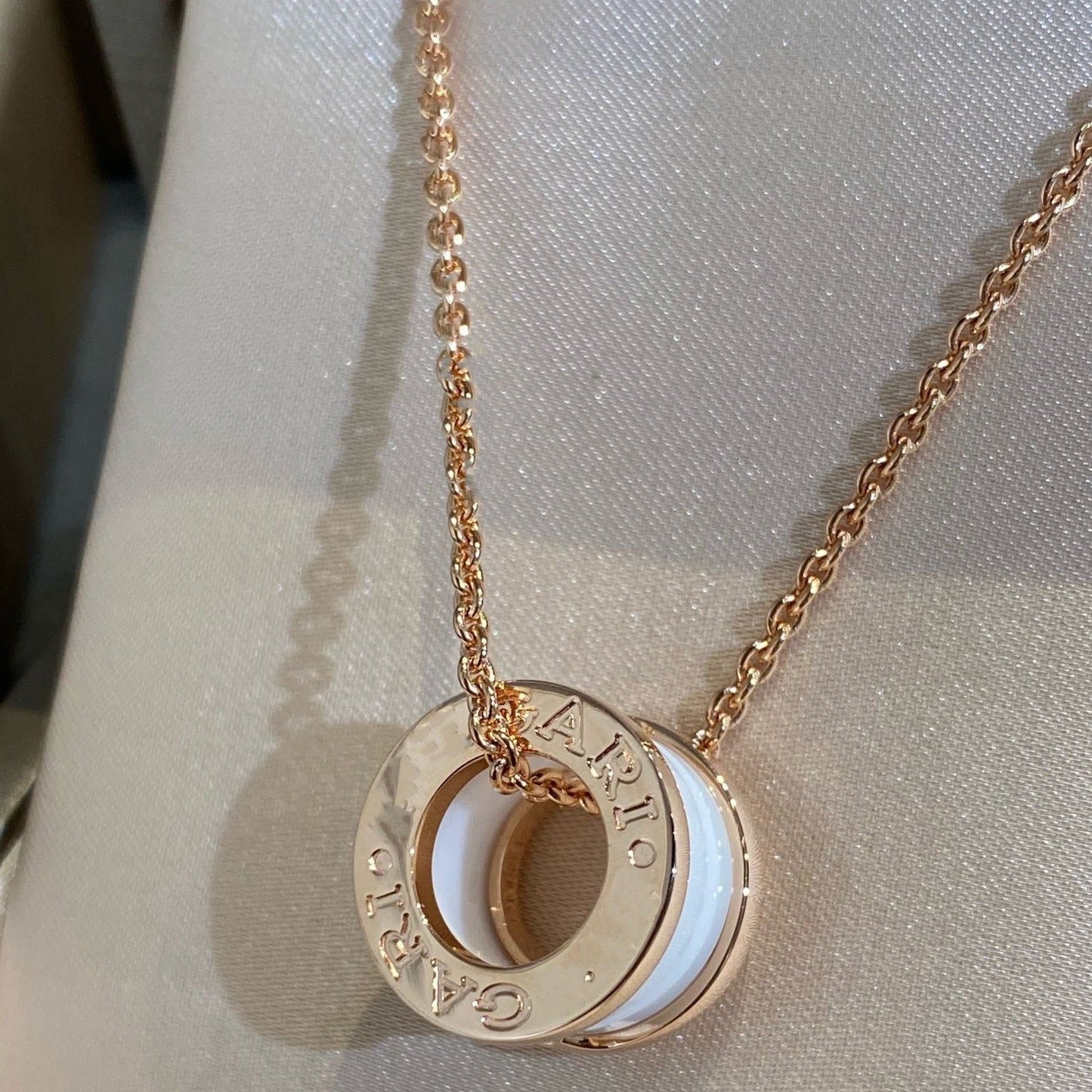 [Pearl Jewelrys]ZERO 1 WHITE CERAMIC PINK GOLD NECKLACE