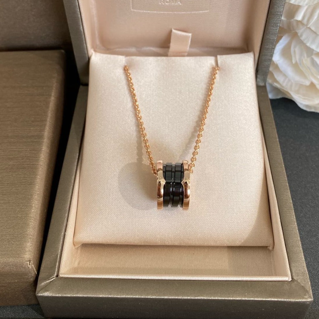 [Pearl Jewelrys]ZERO 1 BLACK CERAMIC PINK GOLD NECKLACE