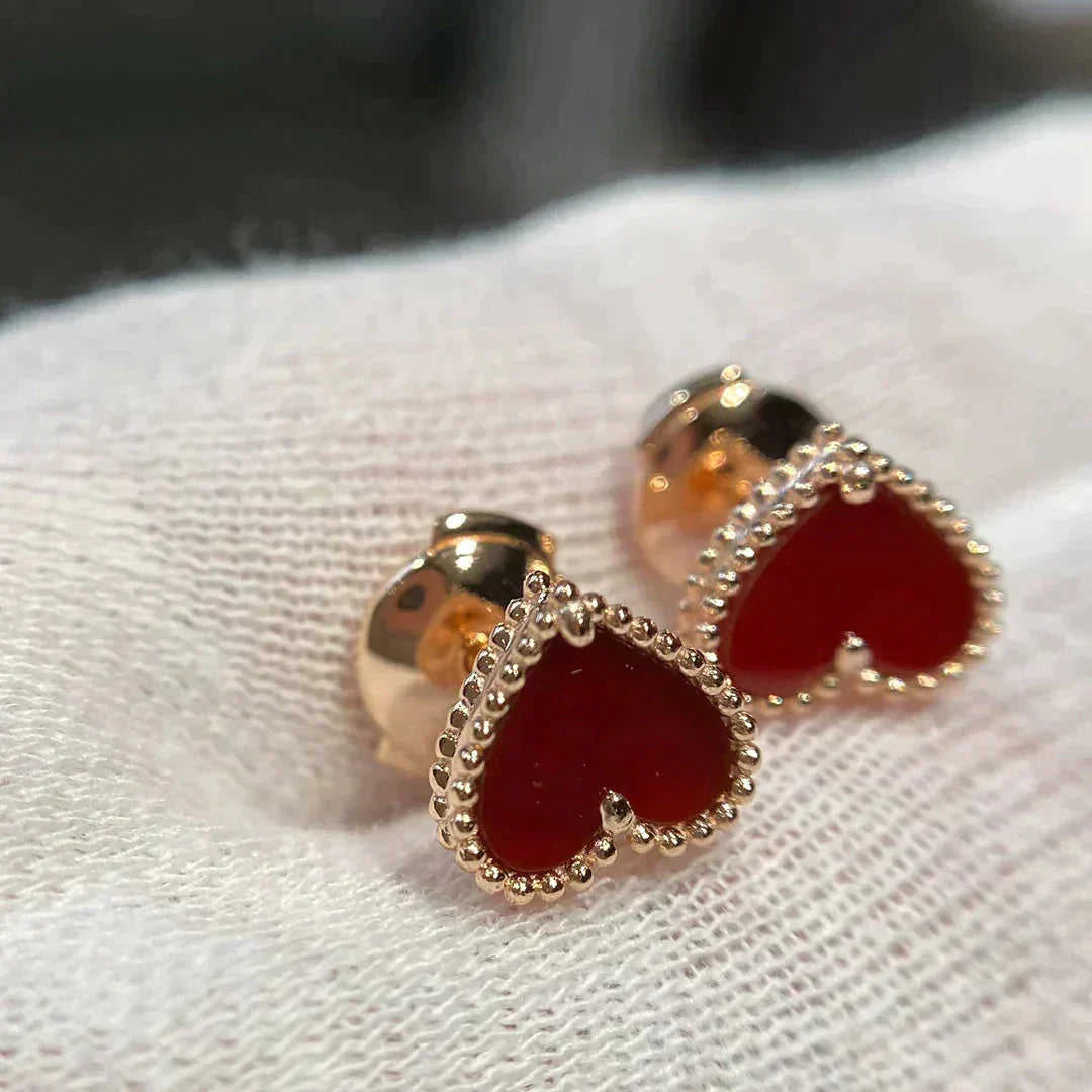 [Pearl Jewelrys]HEART CARNELIAN STUD EARRINGS
