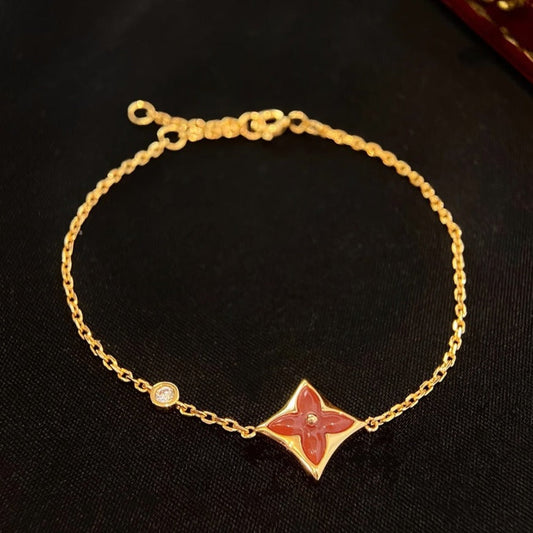 [Pearl Jewelrys]COLOR STAR CARNELIAN PINK GOLD DIAMOND BRACELET