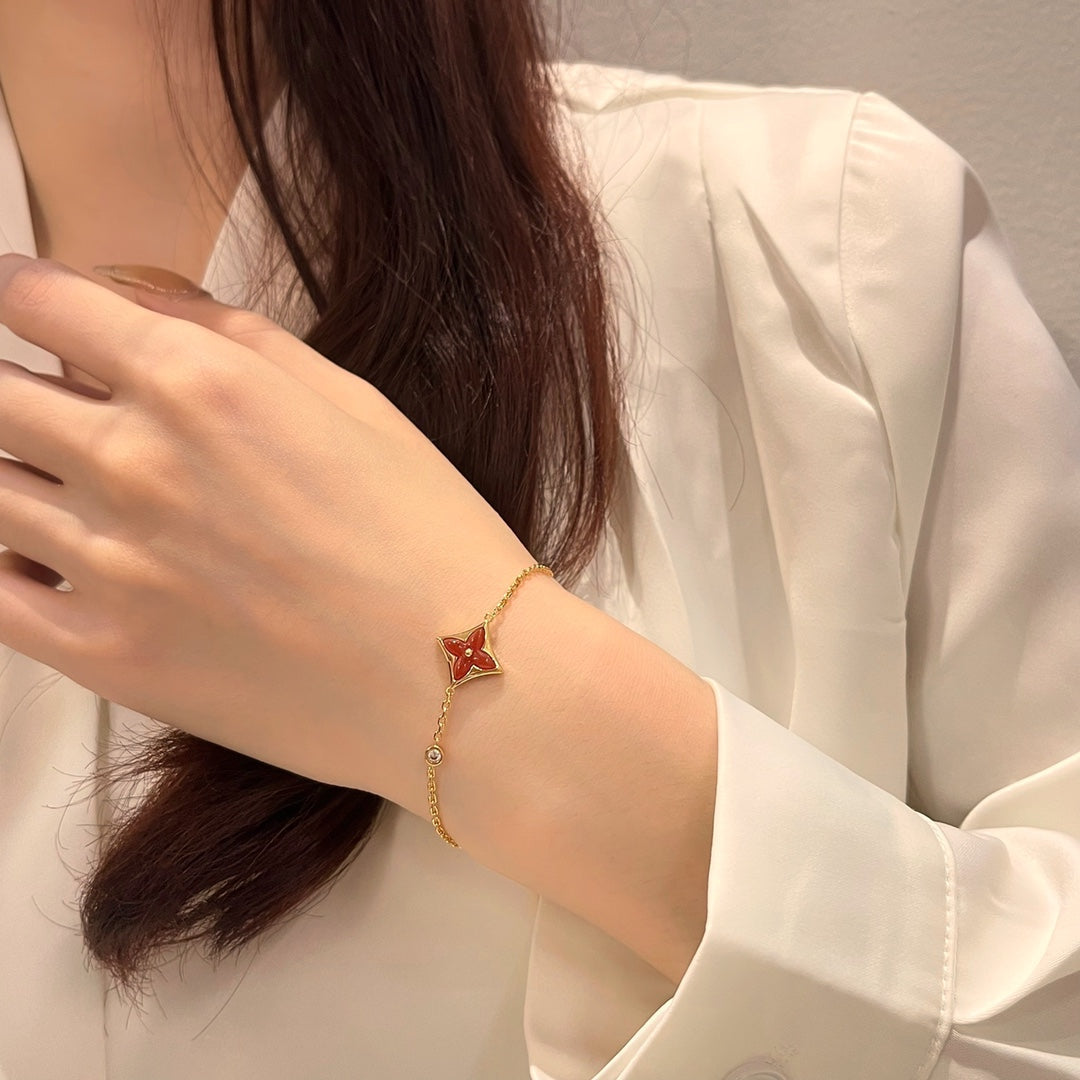 [Pearl Jewelrys]COLOR STAR CARNELIAN PINK GOLD DIAMOND BRACELET
