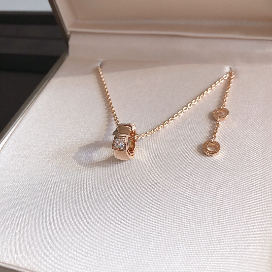 [Pearl Jewelrys]SERPENTI PEDANT DIAMOND PINK GOLD NECKLACE