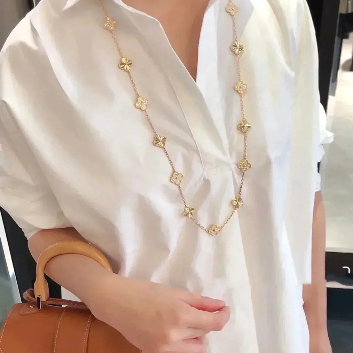 [Pearl Jewelrys]CLOVER 20 MOTIFS LASER DIAMOND NECKLACE