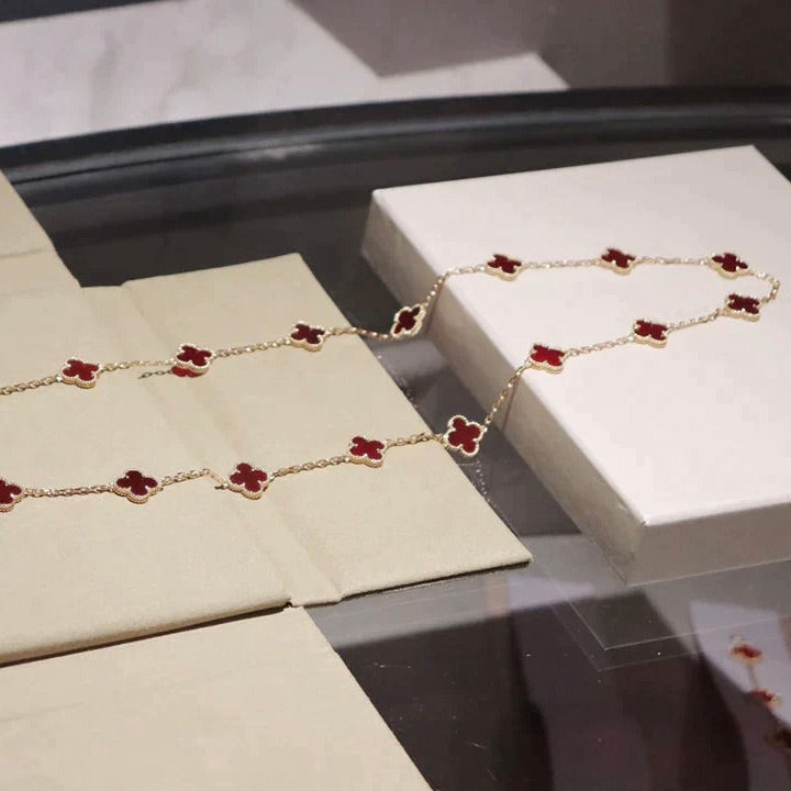 [Pearl Jewelrys]CLOVER 20 MOTIFS CARNELIAN NECKLACE