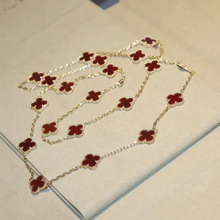 [Pearl Jewelrys]CLOVER 20 MOTIFS CARNELIAN NECKLACE