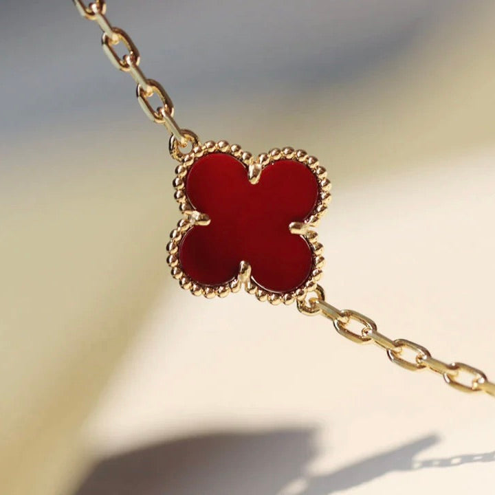 [Pearl Jewelrys]CLOVER 20 MOTIFS CARNELIAN NECKLACE
